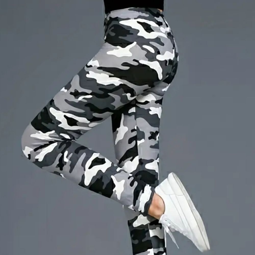 Camo High Waist Leggings Stretchy Casual Workout Pants Size L